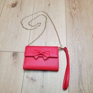 NEW Madden Girl Red Bow Wristlet Clutch Chain Crossbody Strap Mini Purse Wallet